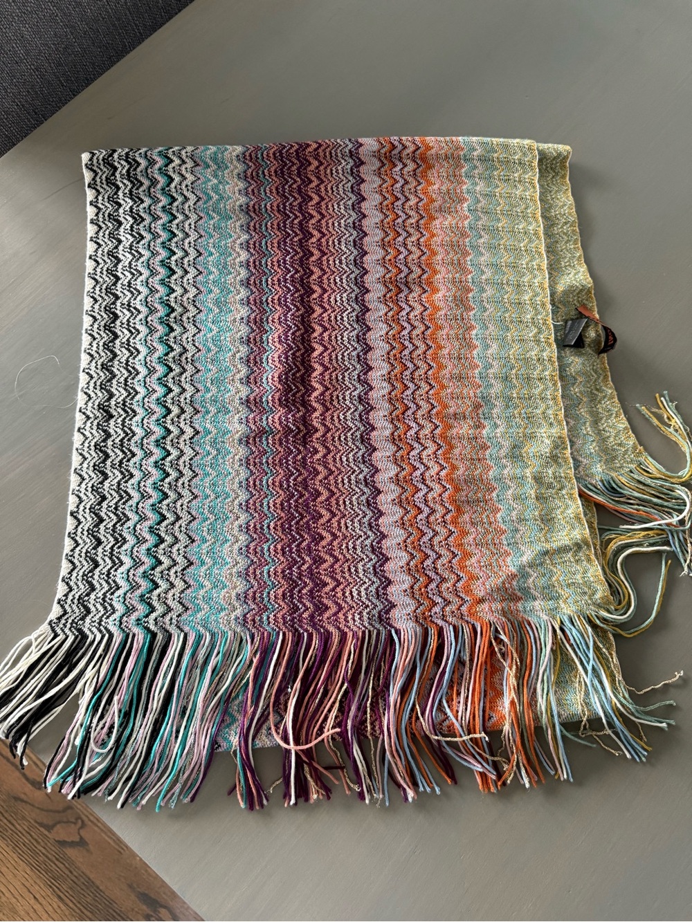 Missoni Multicolor Zigzag Scarf 68 inches long, 15 inches wide